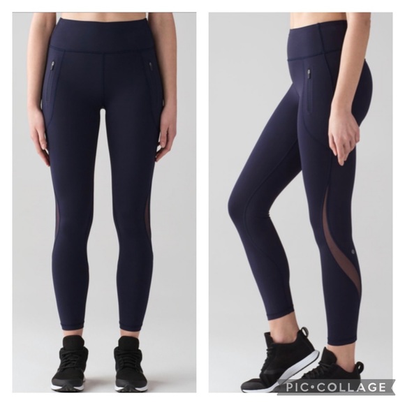 lululemon athletica Pants - Lululemon Invigorate 7/8 Tight Midnight Navy Luxtreme Mesh Zip Pockets High Rise